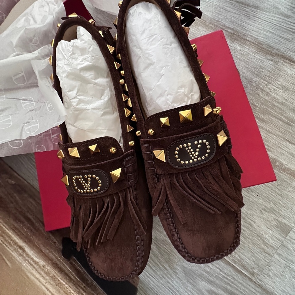 Valentino Women's Brown Suede Driver Loafers in EU Size 40 - Picture 5 of 15